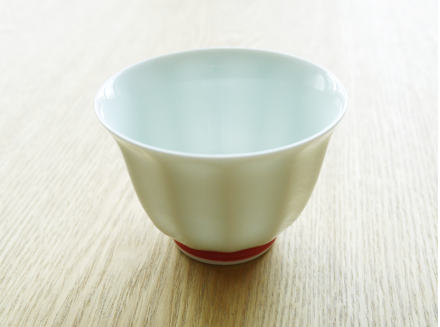 有田焼 白磁赤 面取仙茶椀