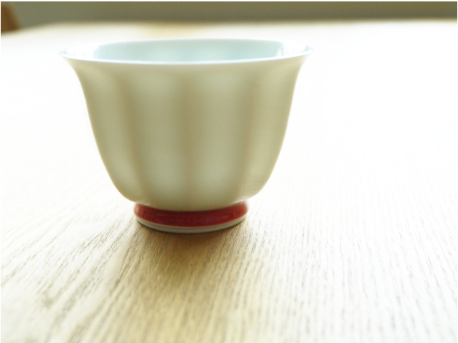有田焼 白磁赤 面取仙茶椀