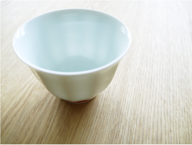 有田焼 白磁赤 面取仙茶椀